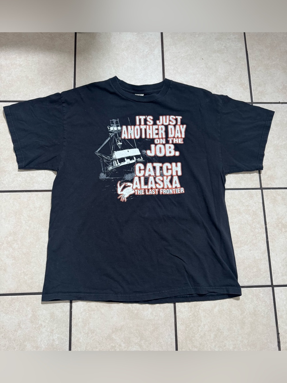 Catch Alaska Black Short-Sleeve Graphic Tee - 'It's Just Another Day on the Job'